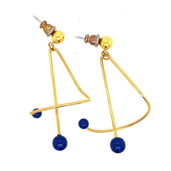 Blue Dangle Earrings  - Picture 1 of 4